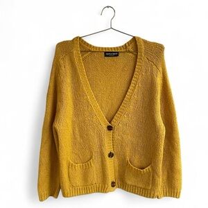 American Apparel Mustard Chunky Knit Cardigan – Made in USA – Slouchy Indie Swea